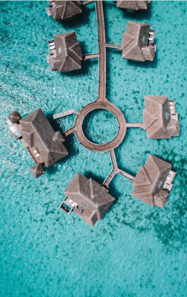 Four Seasons Bora Bora Over Water Bungalow Drone Photography