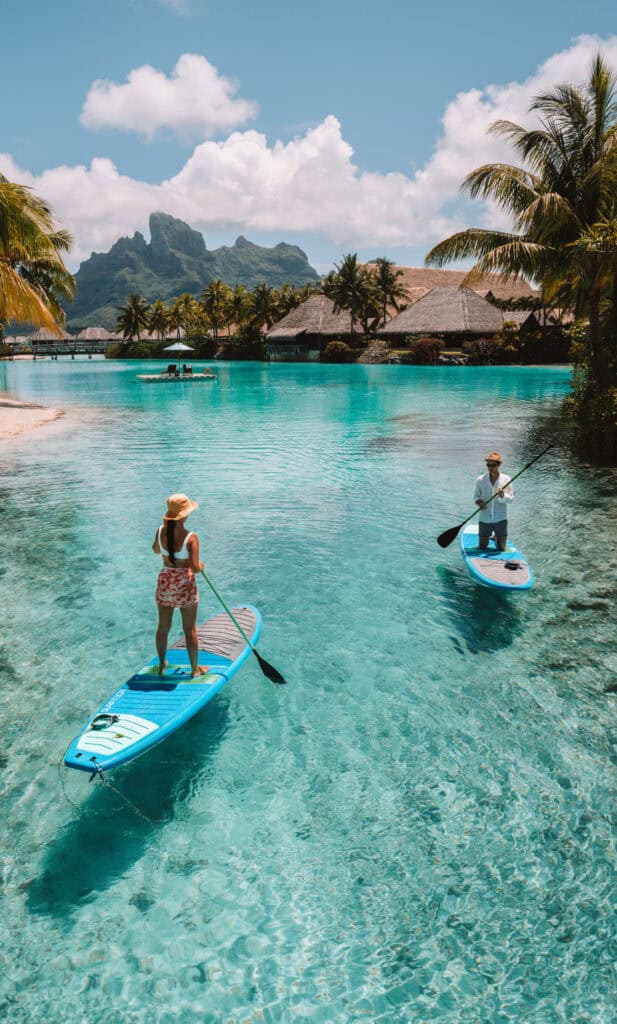 Paddle Boarding At Four Seasons Bora Bora Hotel Private Beach
