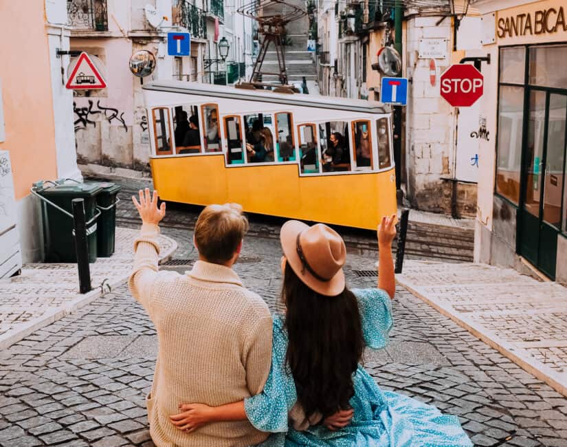 Elevador De Bica Couple Photo In Lisbon