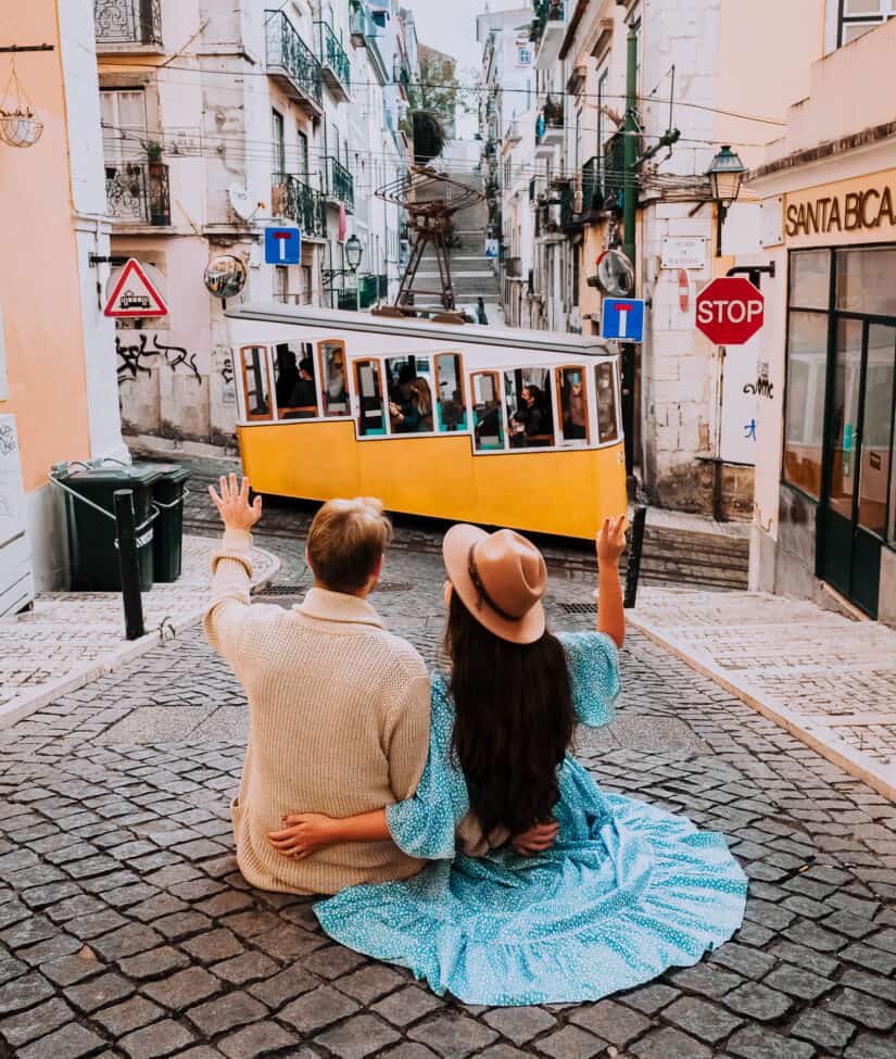 Elevador De Bica Couple Photo In Lisbon