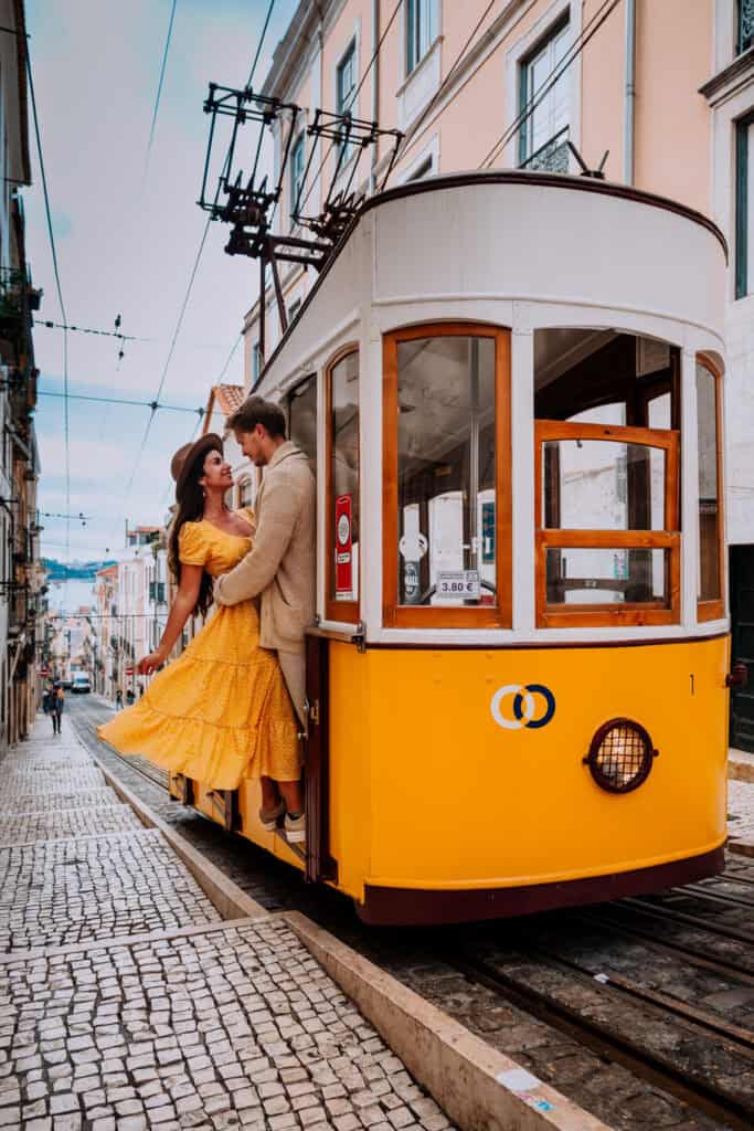 Lisbon Street Photography Couple Photos At Elevator