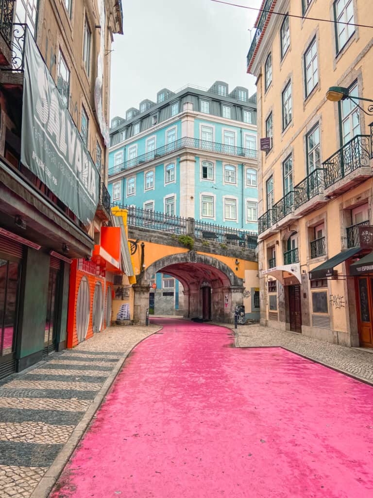 Pink Street In Lisbon 