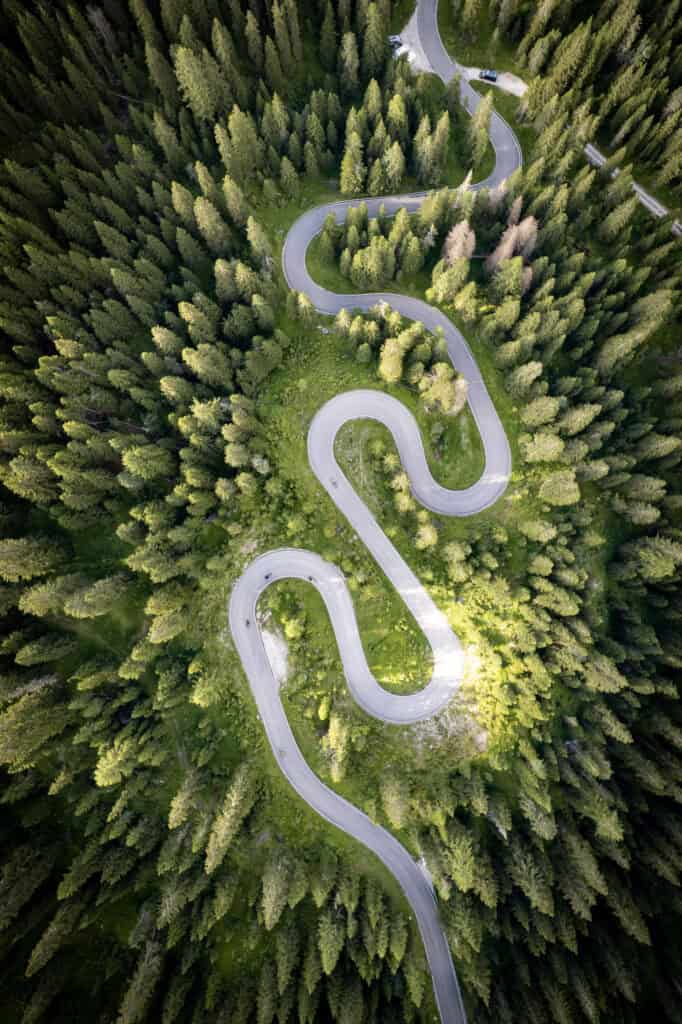 Snake Road Dolomites Drone Photo