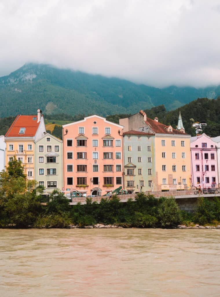 Colorful Houses By The River In Innsbruck